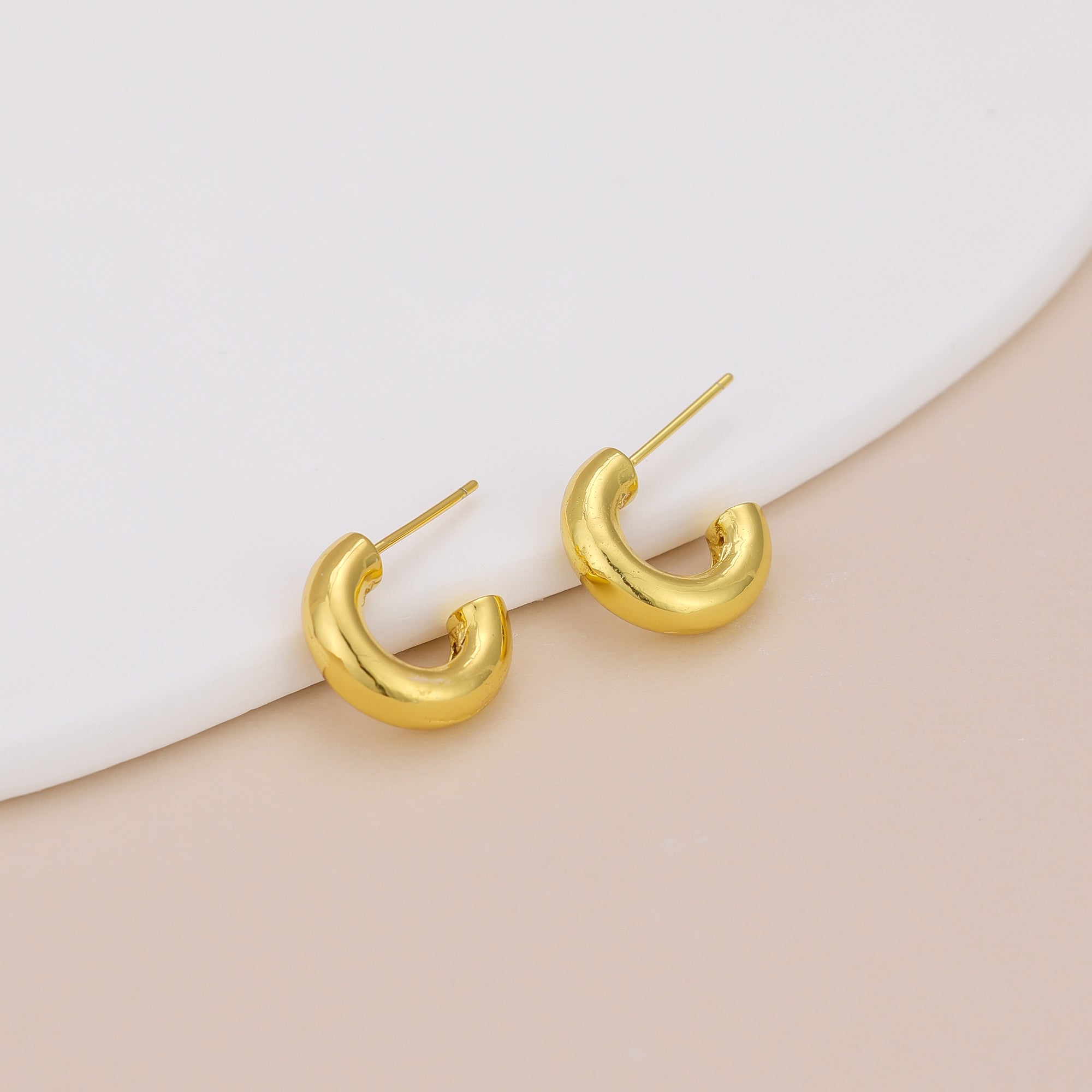 Thick Open Huggie Hoop Earrings E063