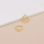 Double Paved Huggie Hoop Earrings E072