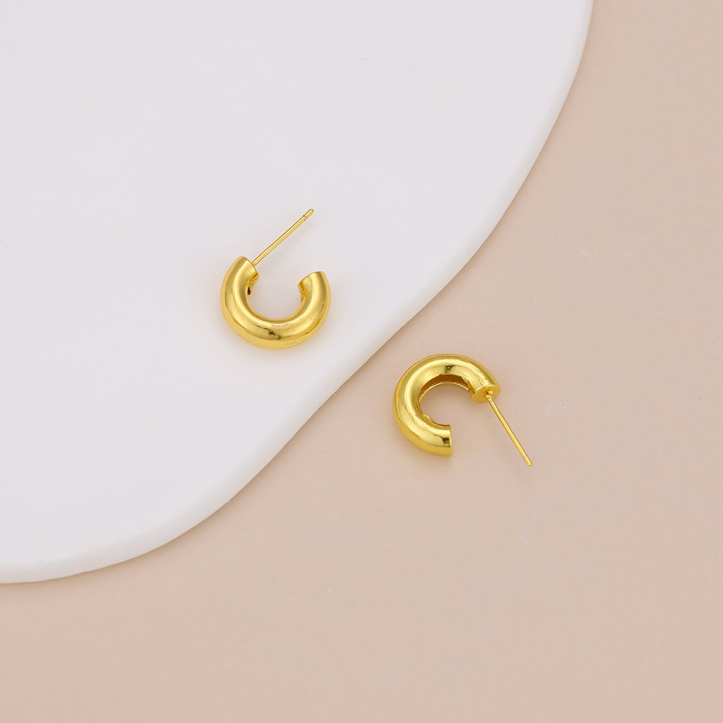 Thick Open Huggie Hoop Earrings E063