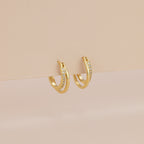Double Paved Huggie Hoop Earrings E072