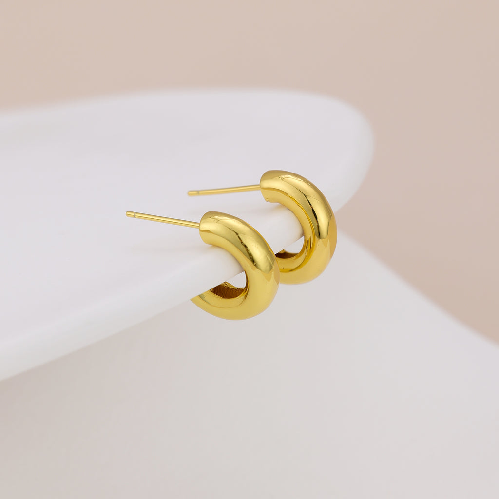 Thick Open Huggie Hoop Earrings E063