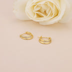 Double Paved Huggie Hoop Earrings E072