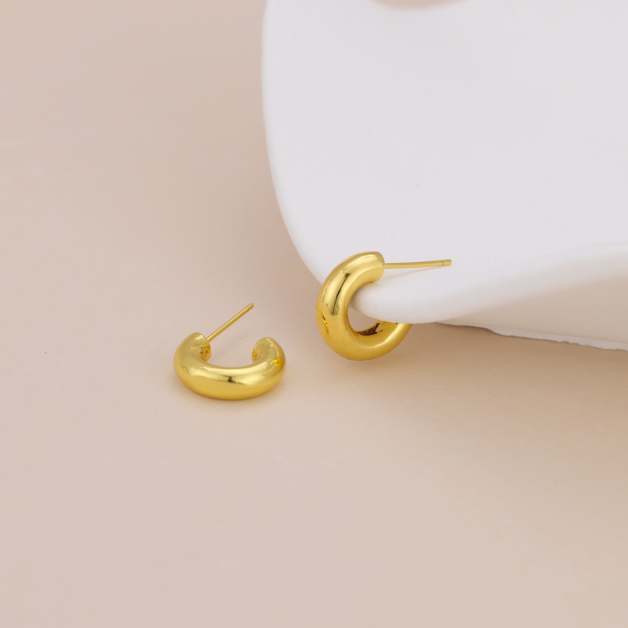 Thick Open Huggie Hoop Earrings E063