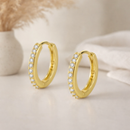 Gold CZ Pave Huggie Hoop Earrings for Women E170