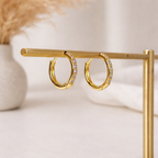 Gold CZ Pave Huggie Hoop Earrings for Women E172