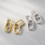 Gold Paperclip Link Drop Earrings Minimalist Jewelry E178