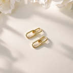 Gold Paperclip Link Drop Earrings Minimalist Jewelry E178
