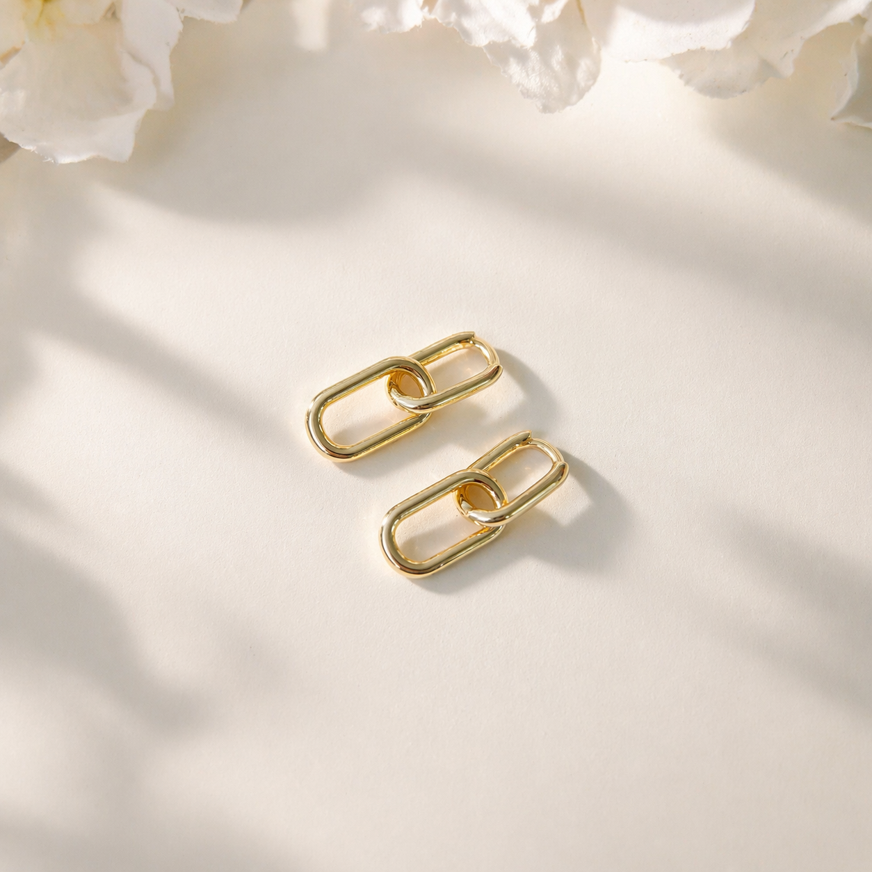 Gold Paperclip Link Drop Earrings Minimalist Jewelry E178