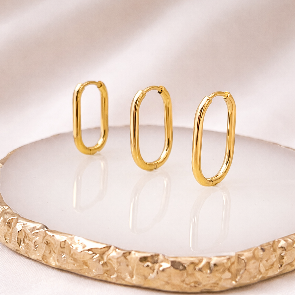 Oval Geometric Hoop Earrings E080