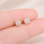 18K Gold Vermeil Crystal Diamond Stud Earrings E107