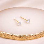 18K Gold Vermeil Crystal Diamond Stud Earrings E107