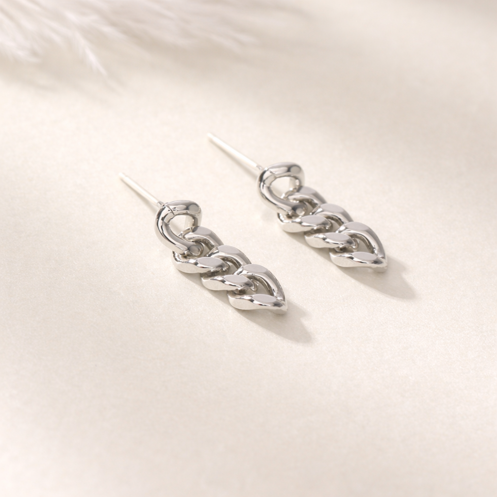 Gold link chain dangle earrings, chain earrings E139