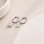 Moon star huggie dangle earrings, celestial earrings E140