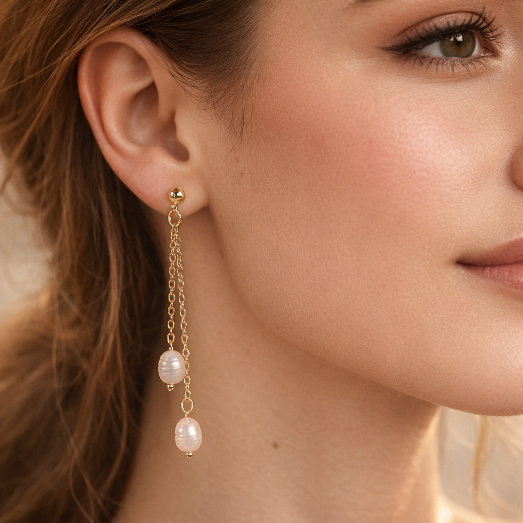 Freshwater Pearl Long Drop Dangle Earrings E244