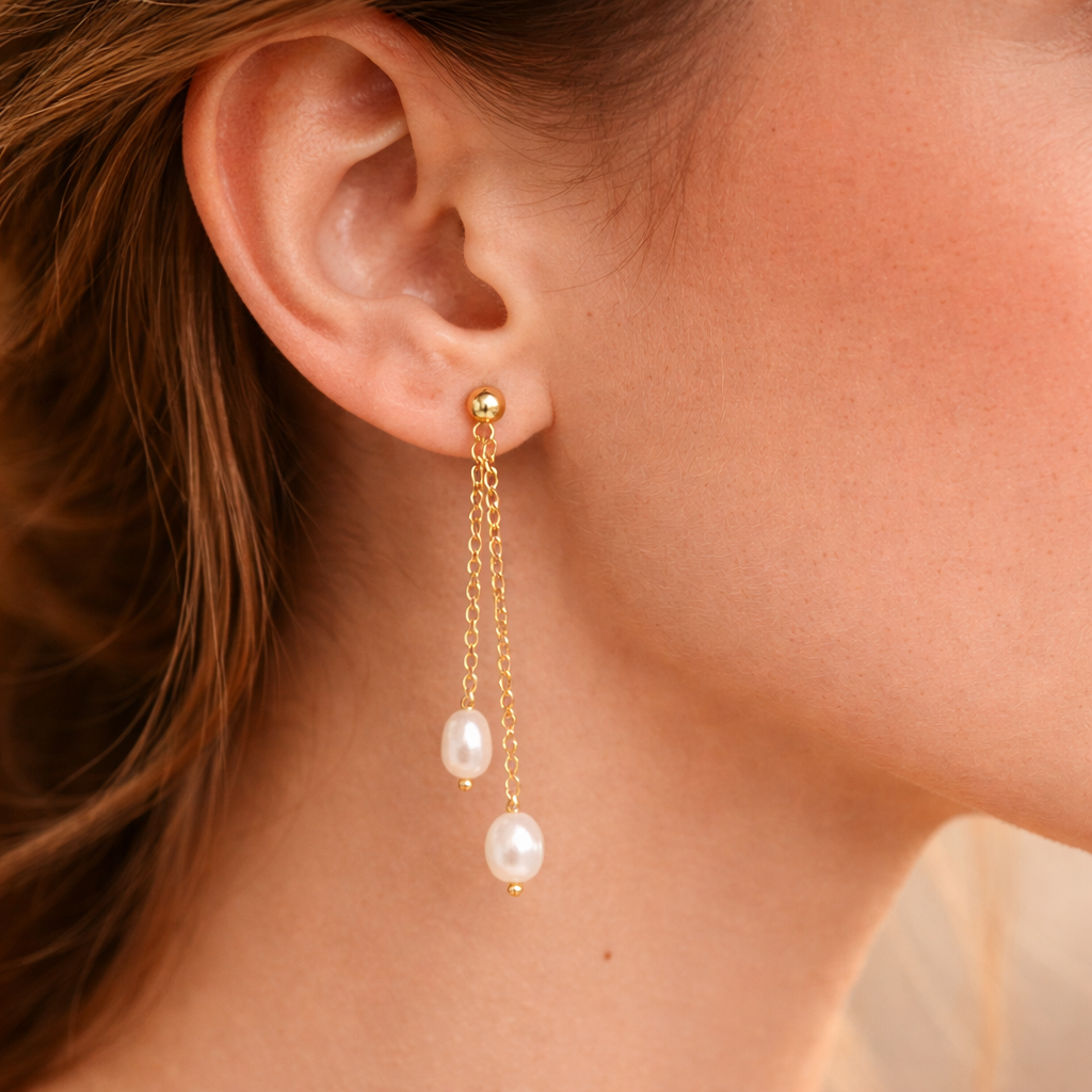 Freshwater Pearl Long Drop Dangle Earrings E244