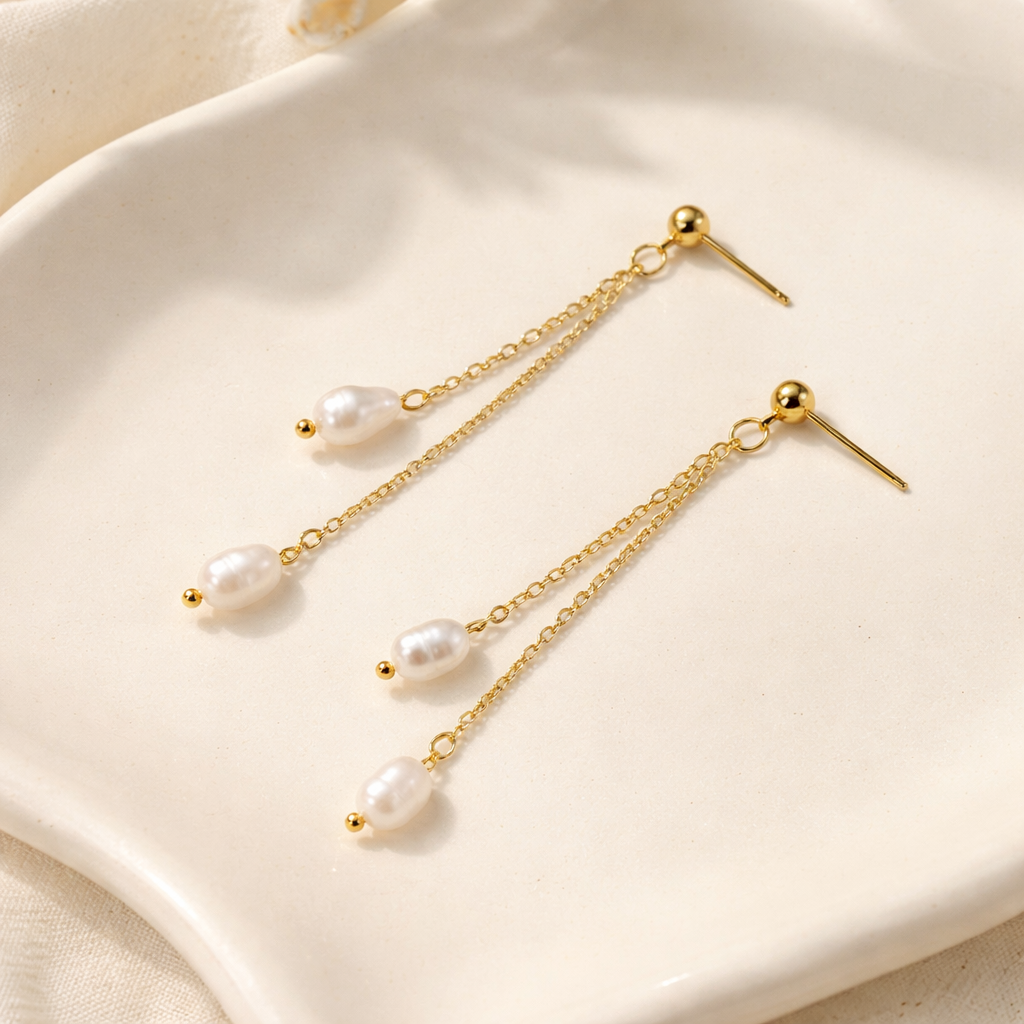 Freshwater Pearl Long Drop Dangle Earrings E244