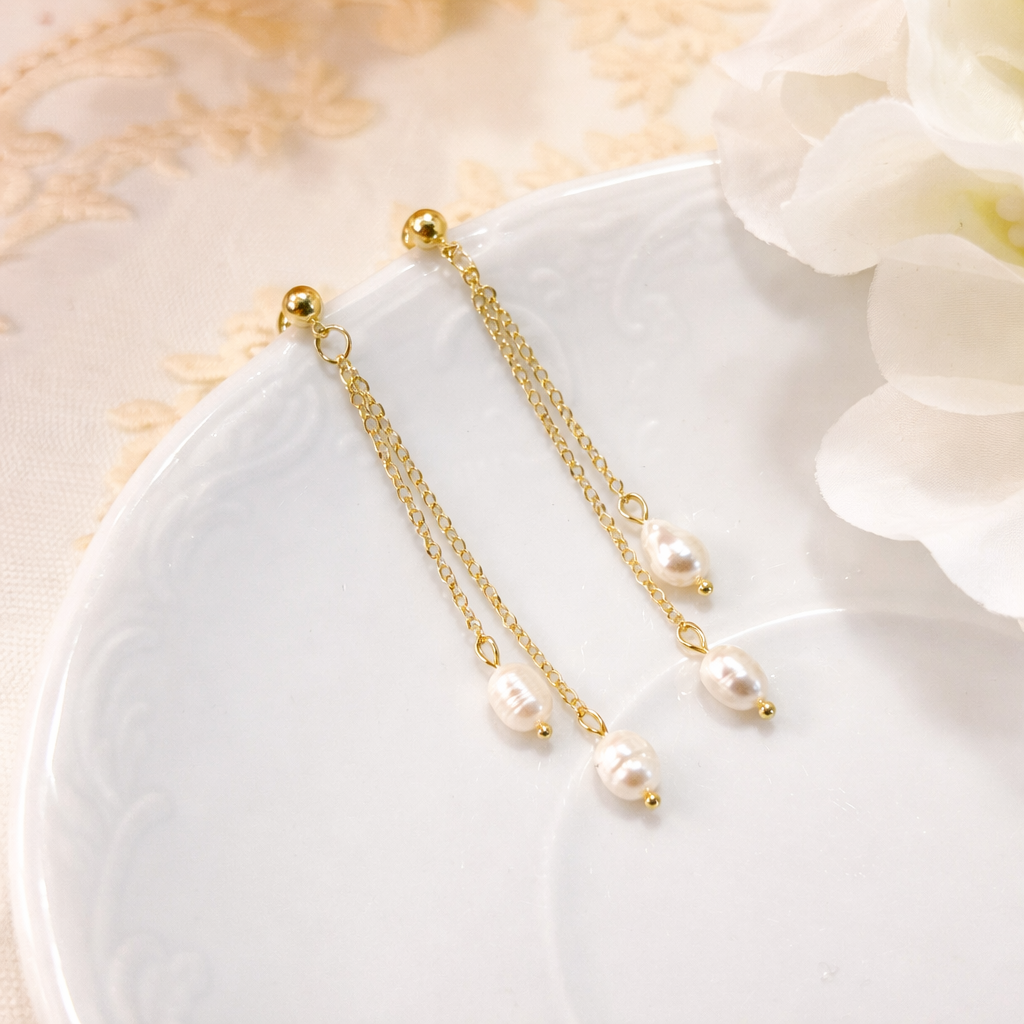 Freshwater Pearl Long Drop Dangle Earrings E244