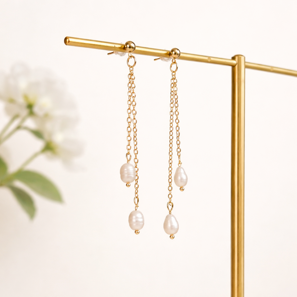 Freshwater Pearl Long Drop Dangle Earrings E244