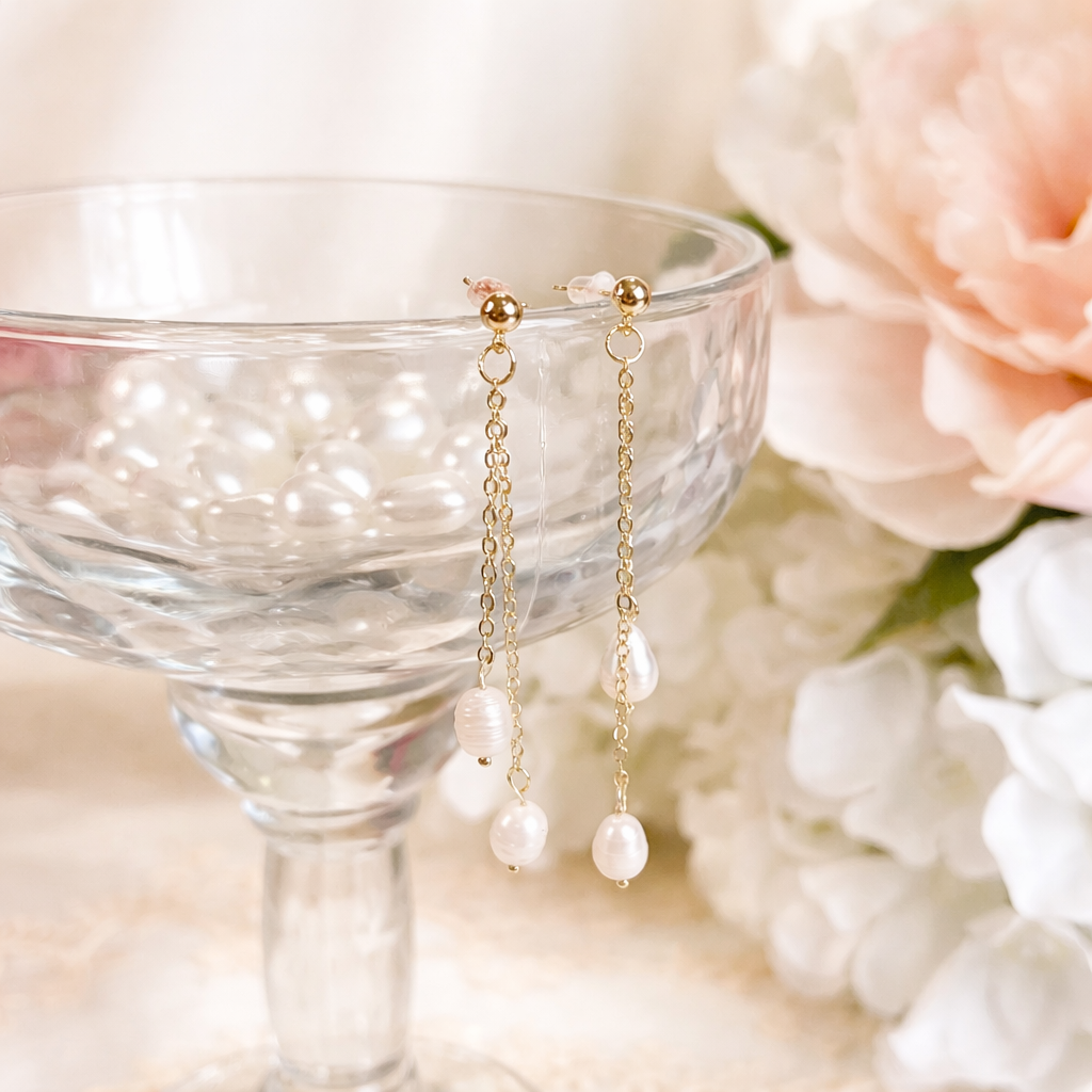 Freshwater Pearl Long Drop Dangle Earrings E244