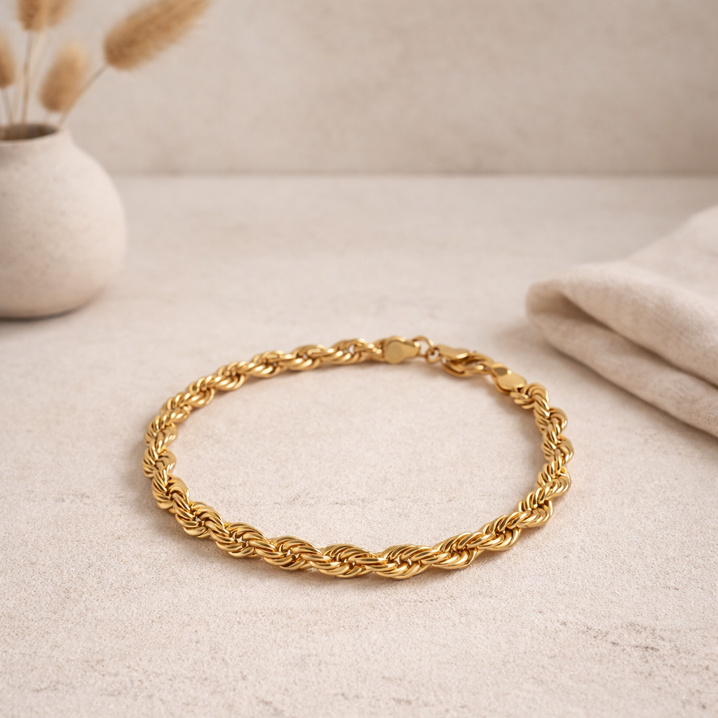 Abby Gold Twist Rope Chain Bracelet