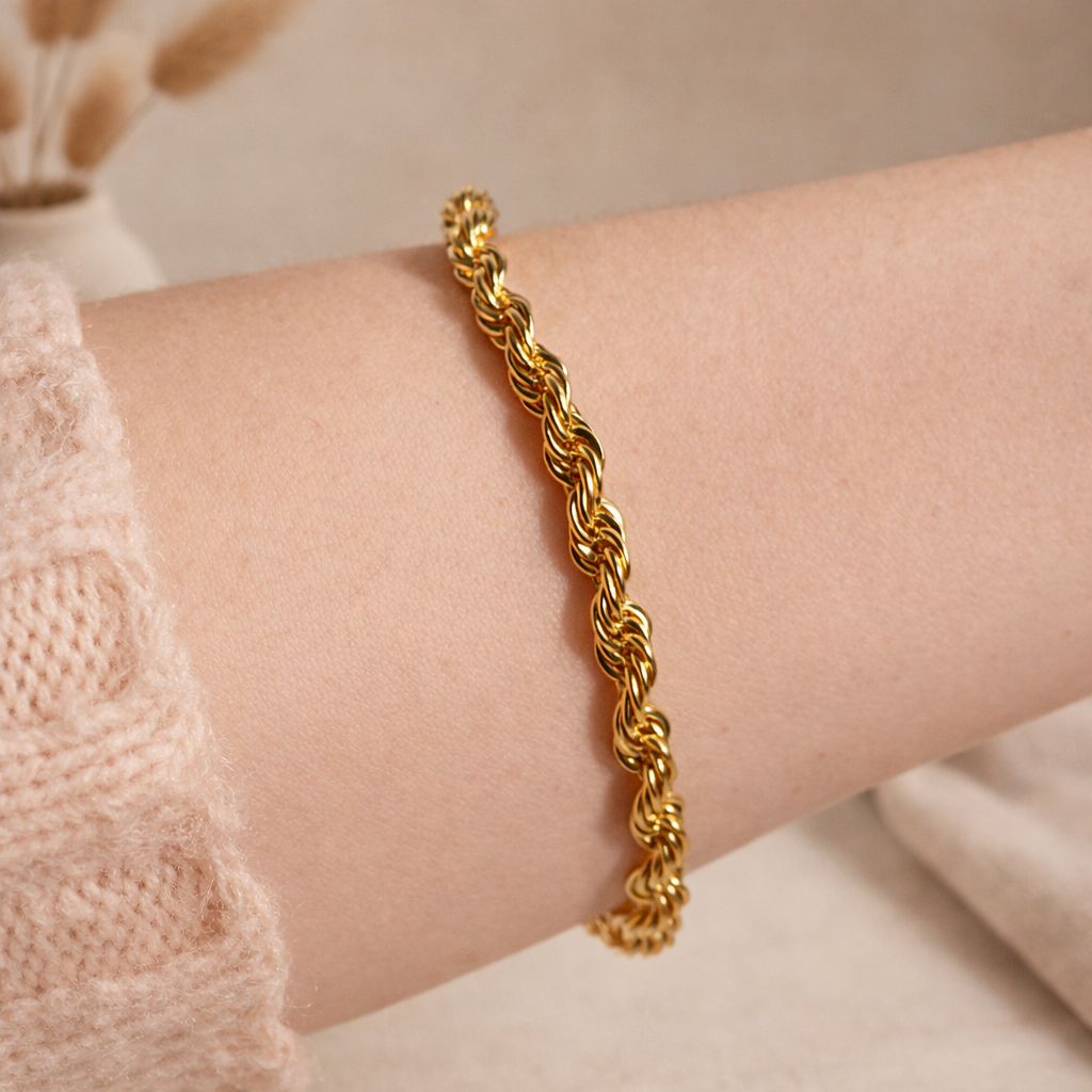 Abby Gold Twist Rope Chain Bracelet