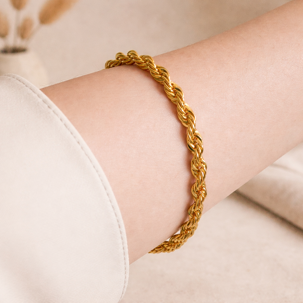 Abby Gold Twist Rope Chain Bracelet