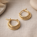 Double Paved Huggie Hoop Earrings E072