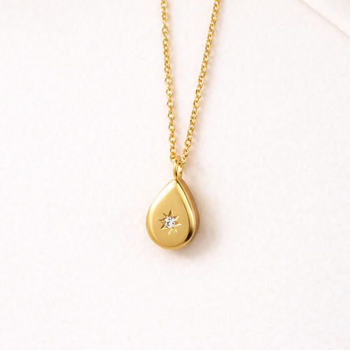 Ceilia Gold Tear Drop Cubic Zirconia Star Necklace