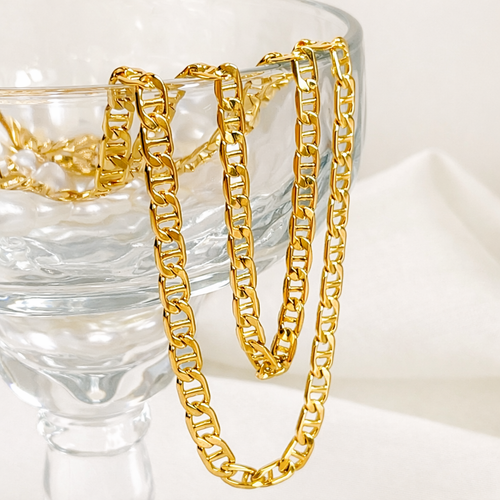 Chloe Gold Flat Figaro Dainty Chain Layering necklace