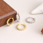 Gold Paved Huggie Hoop Earrings E033