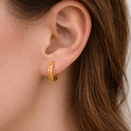 18K Gold Vermeil Roman Numeral Huggie Hoop Earrings E065