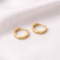 18K Gold Vermeil Roman Numeral Huggie Hoop Earrings E065