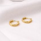 18K Gold Vermeil Roman Numeral Huggie Hoop Earrings E065