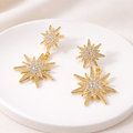 Starburst Paved Dangle Statement Earrings E068