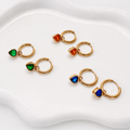 Gold Heart Charm Huggie Hoop Dangle Earrings E199