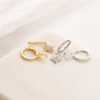 Moon star huggie dangle earrings, celestial earrings E140