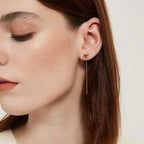 Daisy Gold heart Threader Dangle Long Drop Earrings