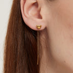 Daisy Gold heart Threader Dangle Long Drop Earrings