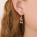 Gold Pave CZ Celestial Moon Star Drop Huggie Hoop Earrings E144