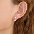 Gold CZ Teardrop Dangle Stud Earrings for Women E176