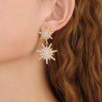 Starburst Paved Dangle Statement Earrings E068