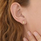 Gold Leaf Huggie Hoop Earrings E043