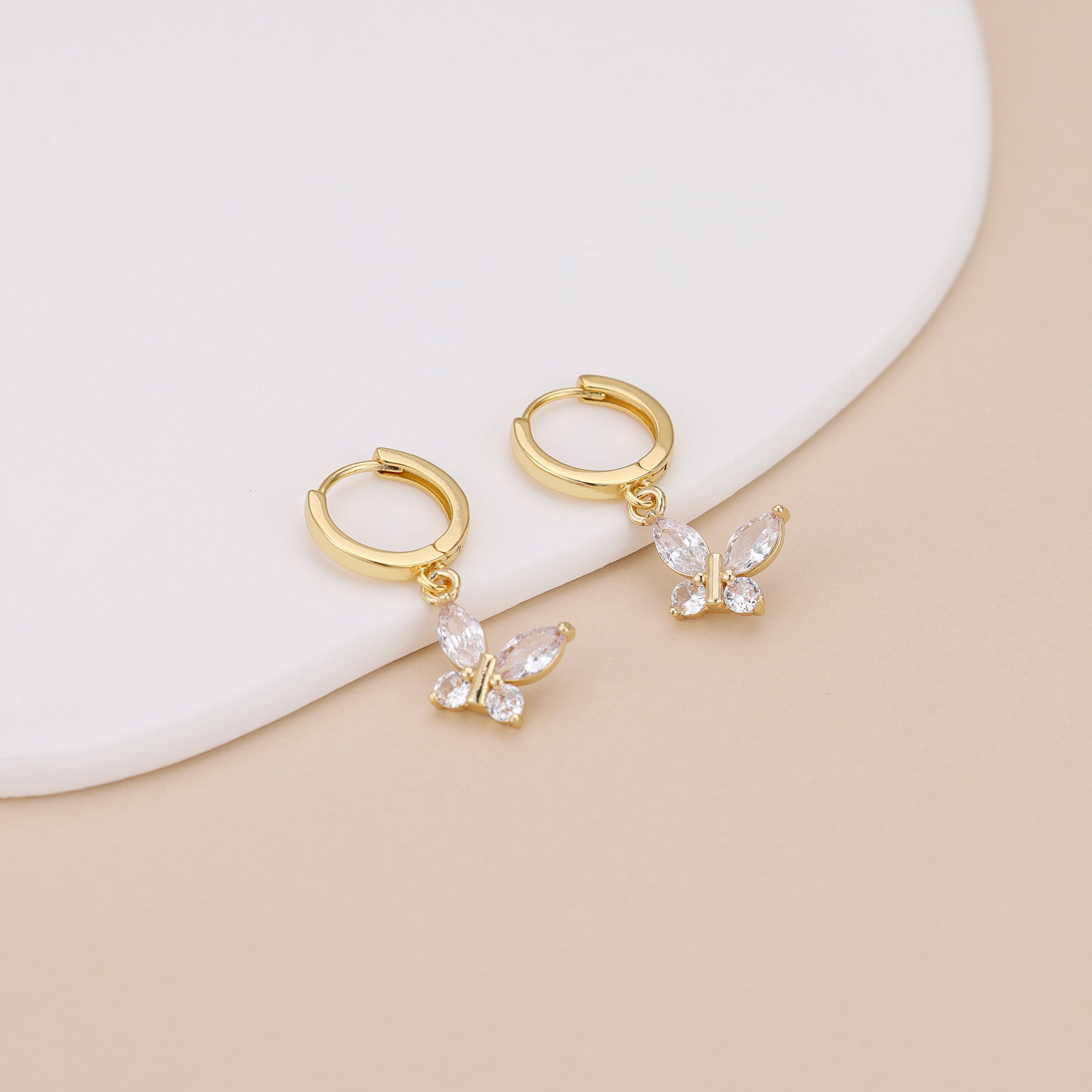 Crystal Butterfly Dangle Hoop Earrings E164