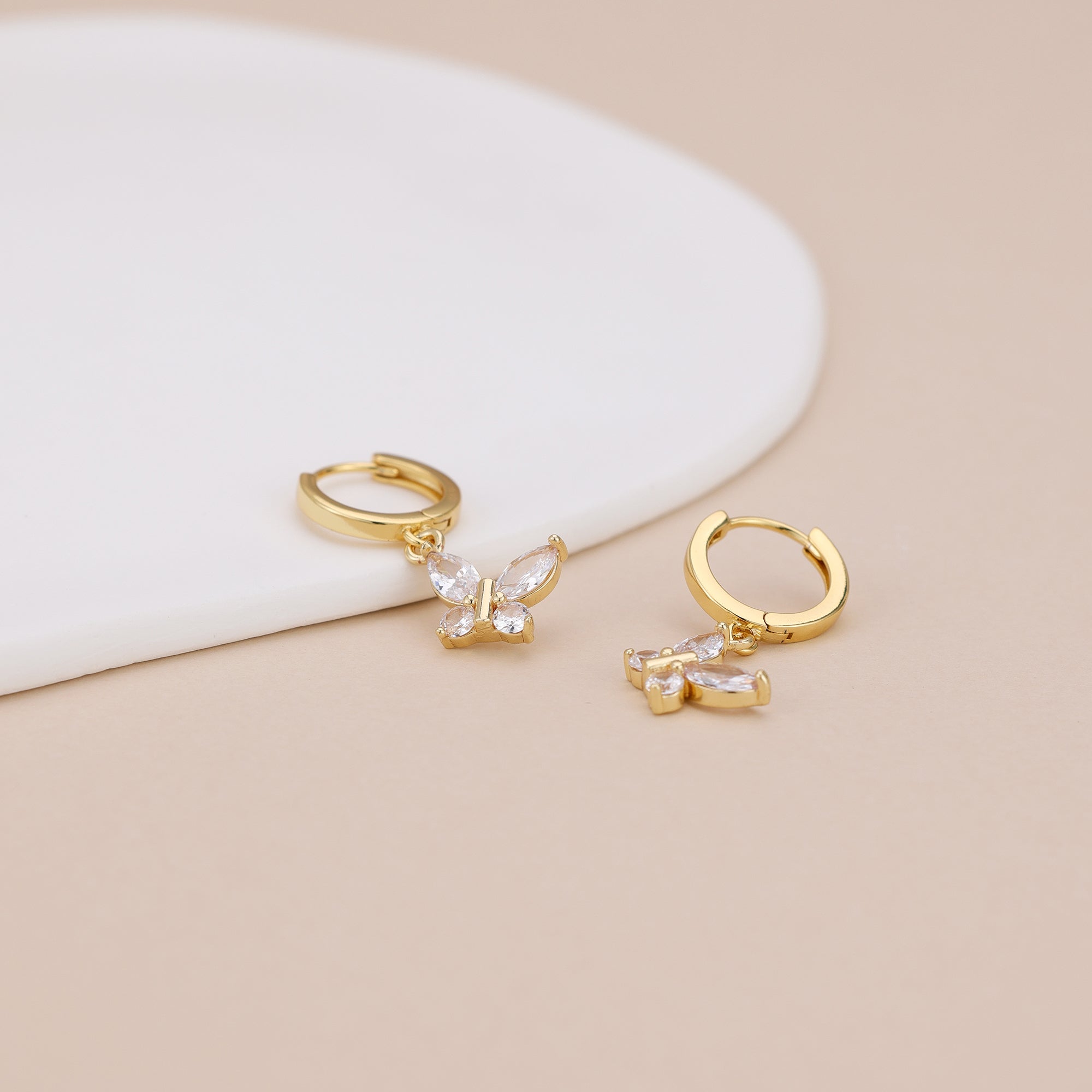 Crystal Butterfly Dangle Hoop Earrings E164