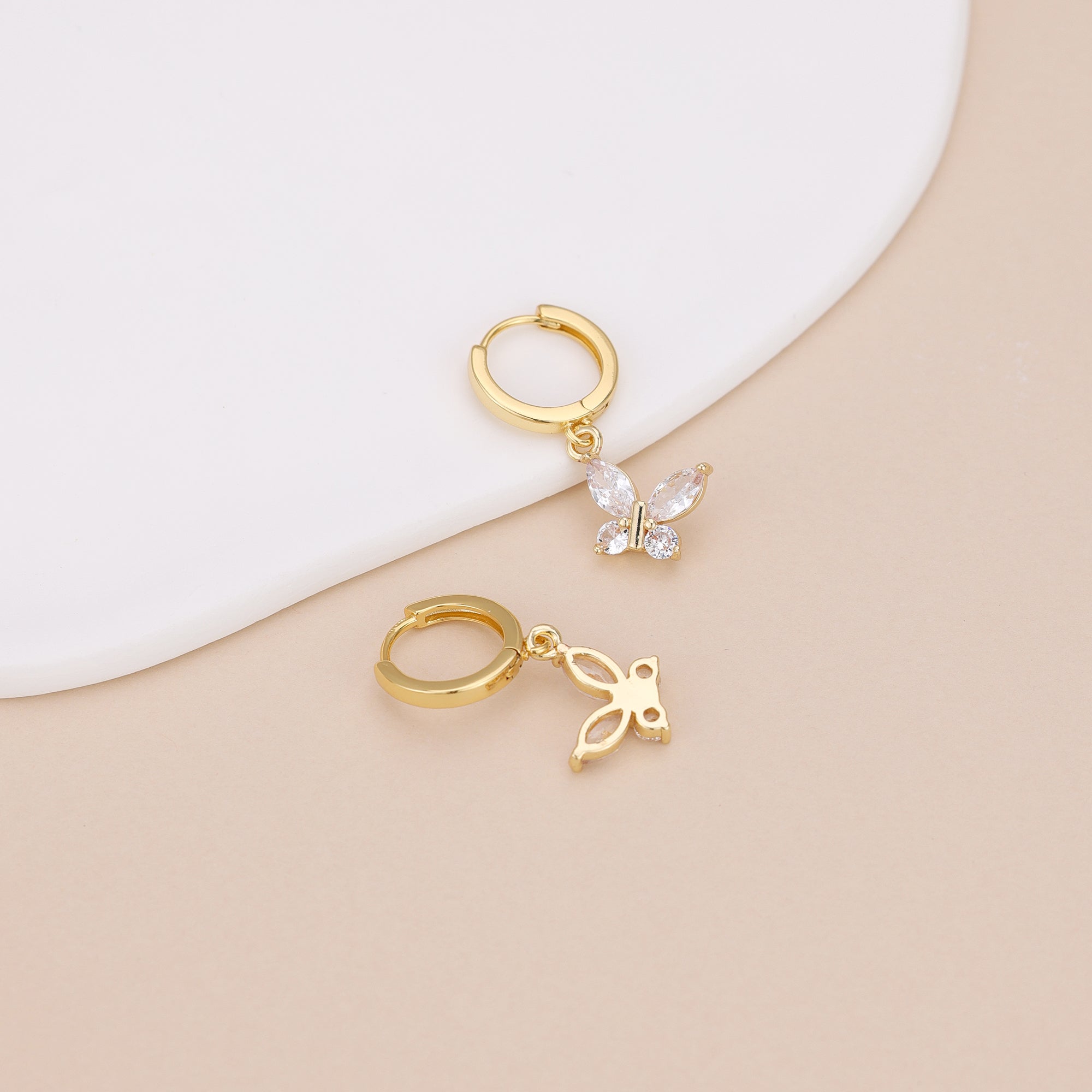 Crystal Butterfly Dangle Hoop Earrings E164