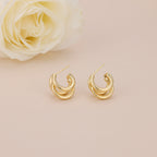 Gold Triple Huggie Open Hoop Earrings E117