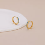 Dainty Gold Plated Turquoise Stone Huggie Hoop Earrings For Women E138