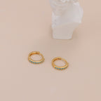 Dainty Gold Plated Turquoise Stone Huggie Hoop Earrings For Women E138
