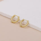 Dainty Gold Twisted Huggie Hoop Earrings E118