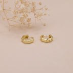 Hexagon huggie hoop earrings, gold hoop earrings E119